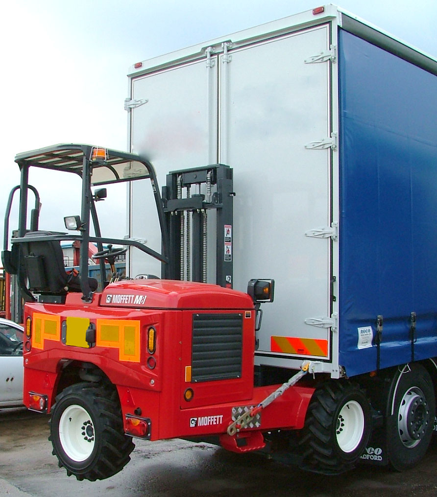 Moffett forklift mounted on truck