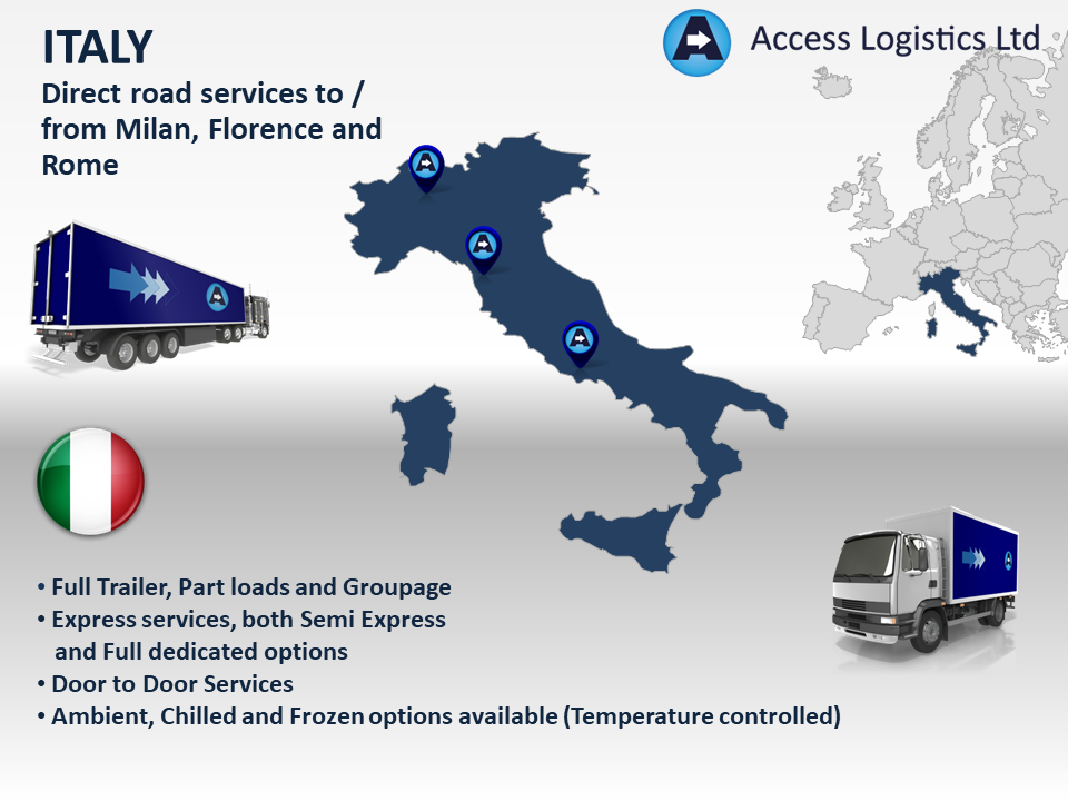 Freight to and from Italy map