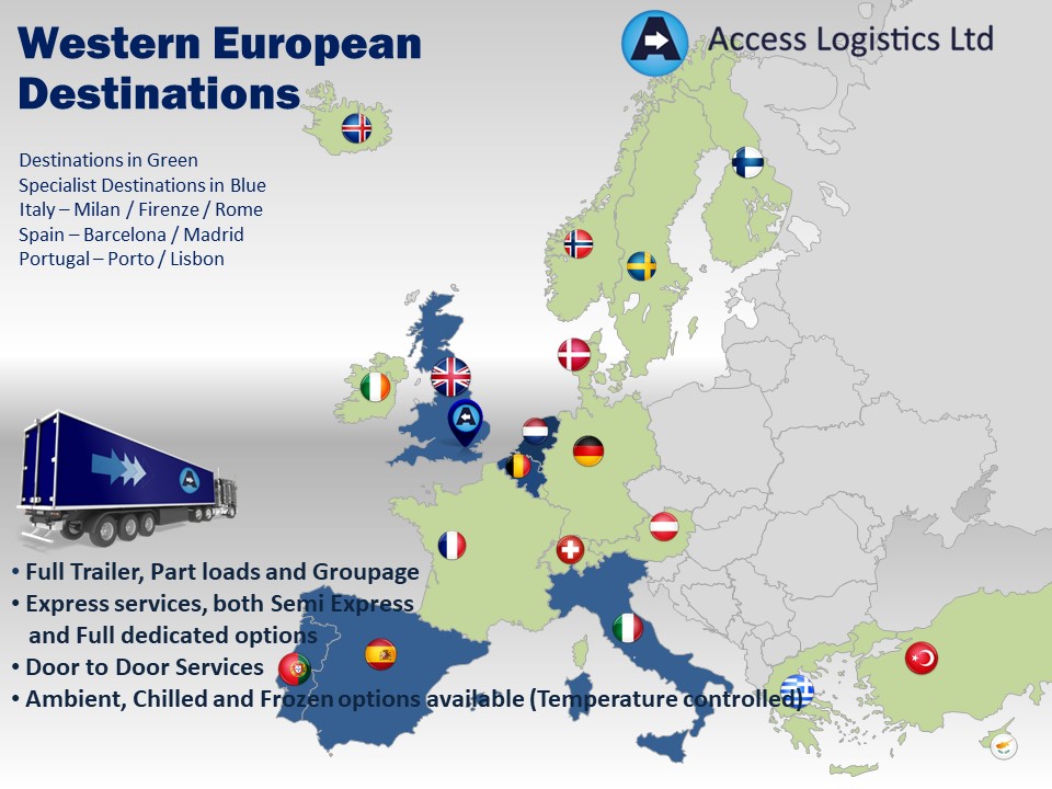 Western European Destinations Map